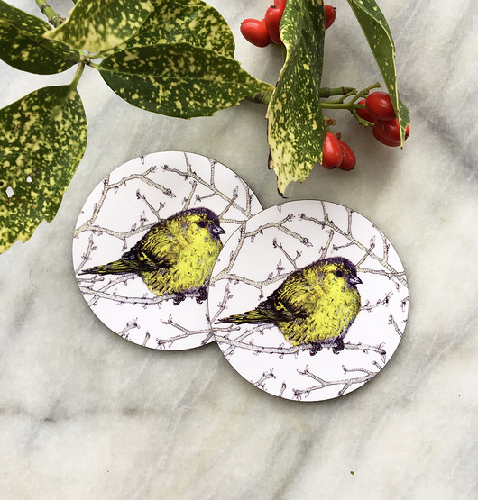 podkładki do kuchni Podkładki pod kubek- Czyżyk- Ptaki- Ilustracja