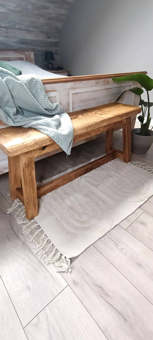 ławki Ławka drewniana rustykalna z litego drewna styl farmhouse do przedpokoju i domu