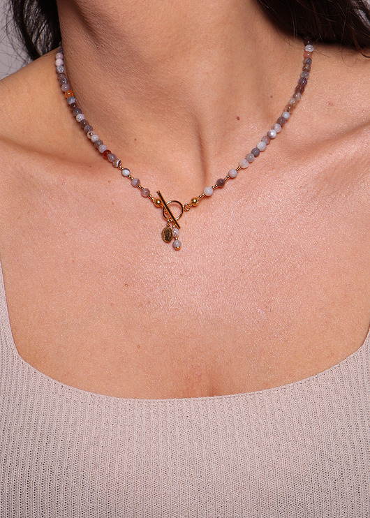 naszyjniki - inne Naszyjnik agat botswana toggle z zawieszką