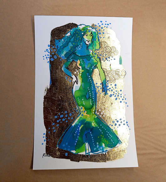 obrazy Morticia 2 - akwarela 16x24 cm unikat