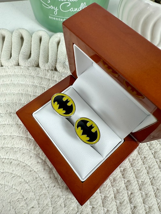 spinki do mankietów SPINKI DO MANKIETÓW koszuli mankietu batman żółty