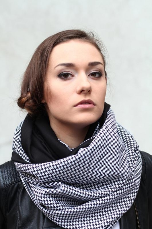 Podwójny elegancki szal w pepitkę mini marszka