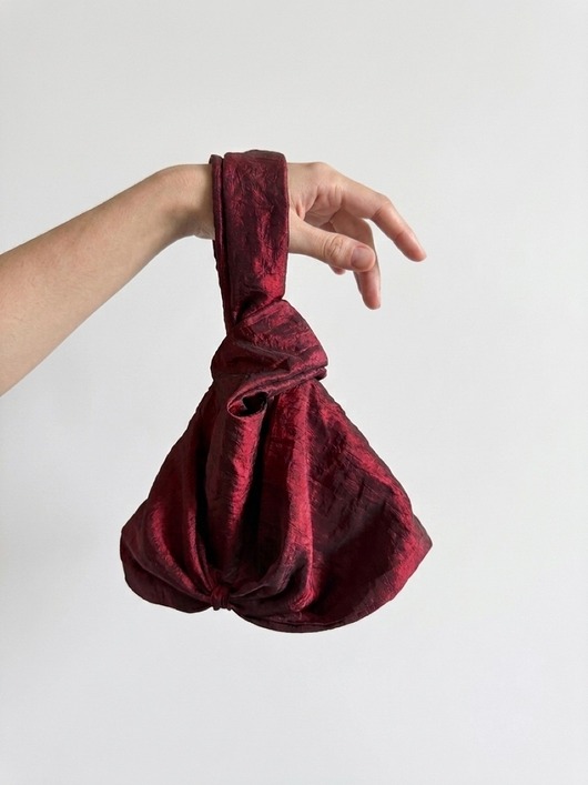 torebki do ręki Bordowa torebka z kokardą, do ręki, na nadgarstek NAMINESO DRAPE
