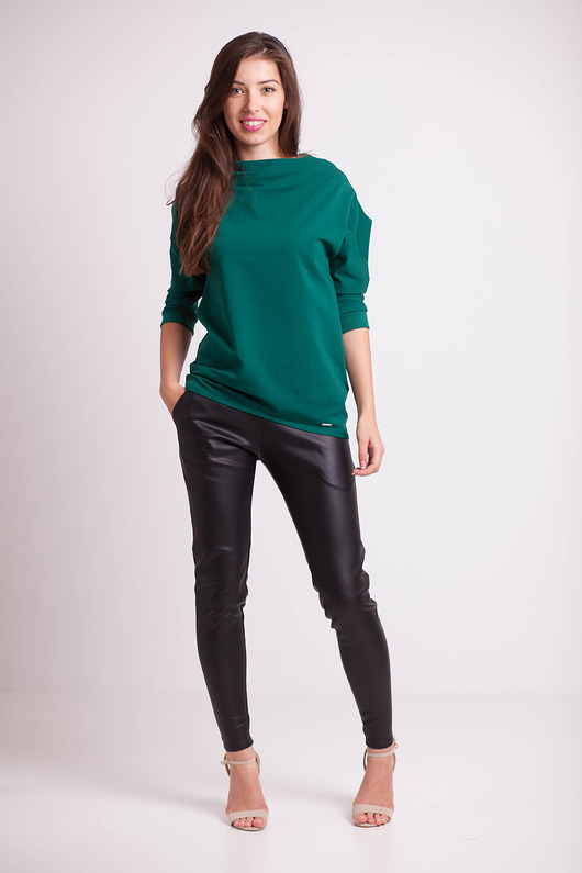 bluza bez kaptura damska Bluza kimono zielona r.38