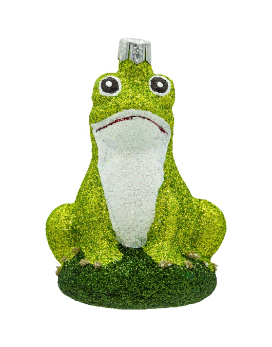ozdoby choinkowe Bombka choinkowa: Żaba na liściu: brokatowa