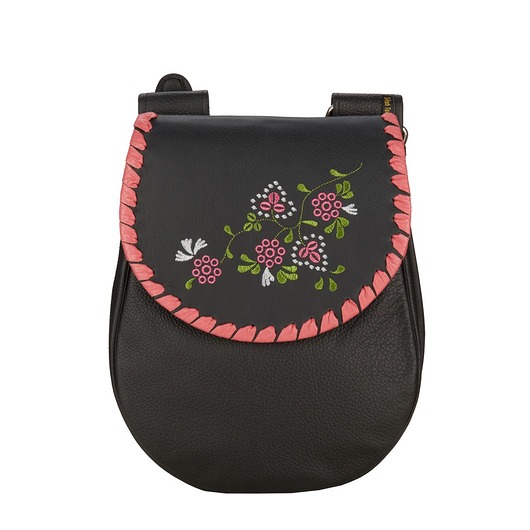 torby na ramię Czarno-różowa torebka skórzana Basia Flo na ramię