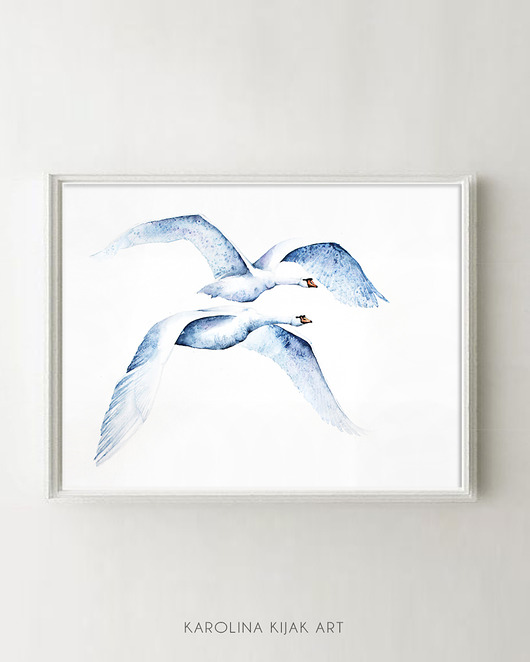Łabędzie nieme - Plakat Glicee Print Karolina Kijak