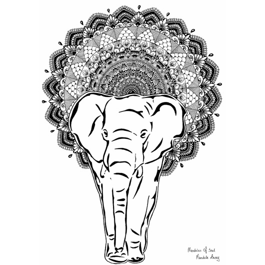 grafiki i ilustracje Mandala nr 23, wydruk autorskiej grafiki, plakat, różne rozmiary, Słoń