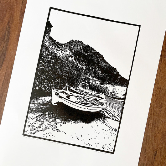 grafiki i ilustracje Linoryt  "Port de Valldemossa" (Majorka)