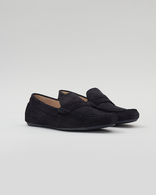 buty męskie Męskie mokasyny F304 granatowe