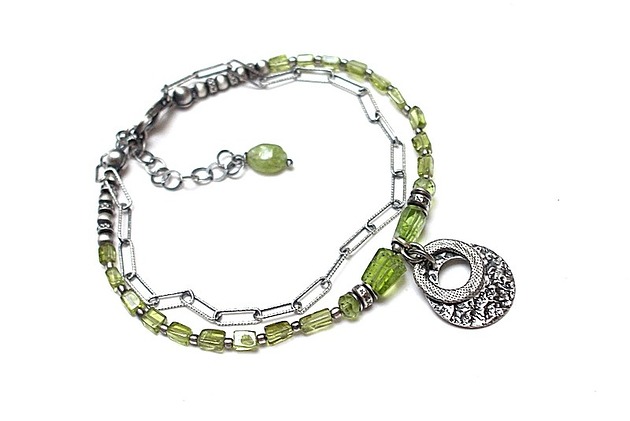 bransoletki z kamieni naturalnych Peridot oczko  - bransoletka