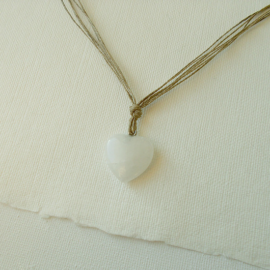 kolie Kryształowe serce Naszyjnik lniany