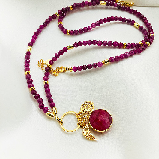 korale Moc Miłości- NASZYJNIK z Rubinów, rubiny korale