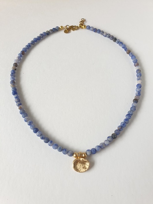 wisiory Naszyjnik ZEN jaspis niebieski , mosiądz