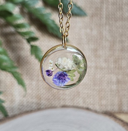 wisiory Wieczne kwiaty wisiorek kwiatowy kobiecy fiolet