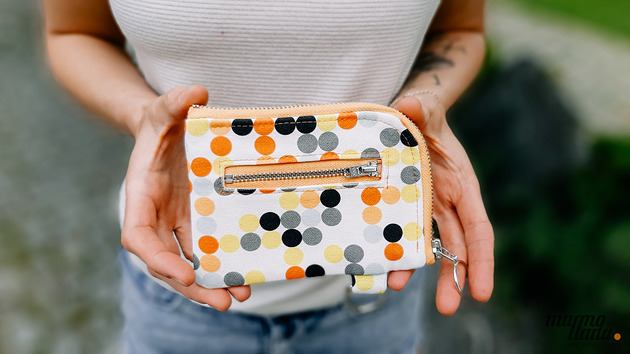 portfele damskie Marmollada - portfel bawełniany kropki + pomarańczowy