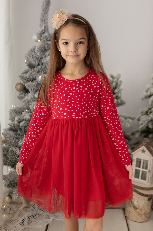 Karminowa sukienka dla dziewczynki z tiulem My princess