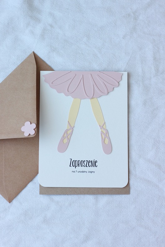 kartki scrapbooking Baletnica. Zaproszenia urodzinowe z baletnicą