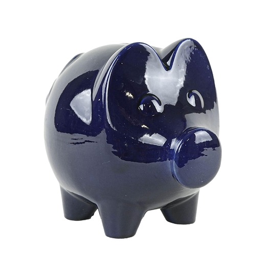 figurki i rzeźby Granatowa świnka skarbonka, niemiecki design, lata 70, produkcja: West Germany