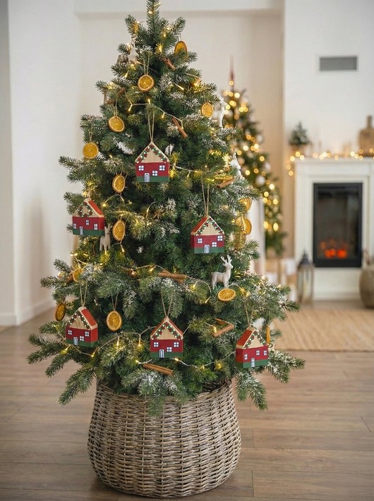 ozdoby choinkowe Zestaw domków bombek