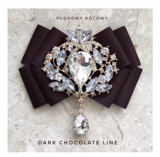 broszki Brosza  Dark Chocolate z ogromnym kryształem NEW