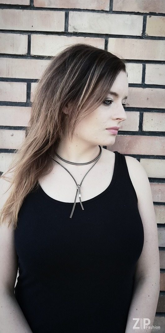 Designerski odważny rockowy choker ZipFashion