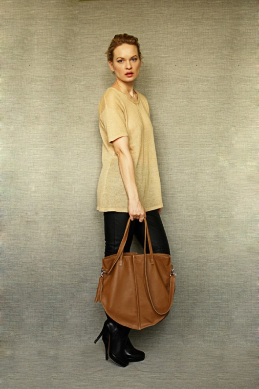 Zipper Camel  Bag  Pansy