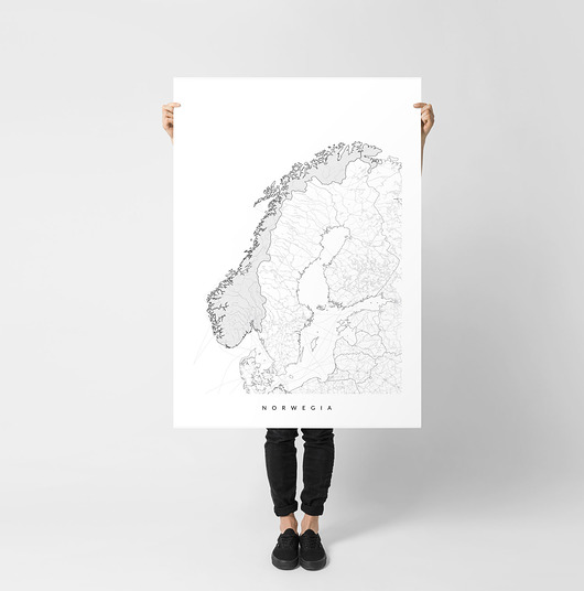 Norwegia - mapa Norwegii - plakat PLAKATY GEOMETRYCZNE