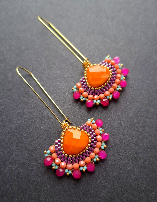 kolczyki z masy plastycznej Kolczyki w szkle kolorowym no20