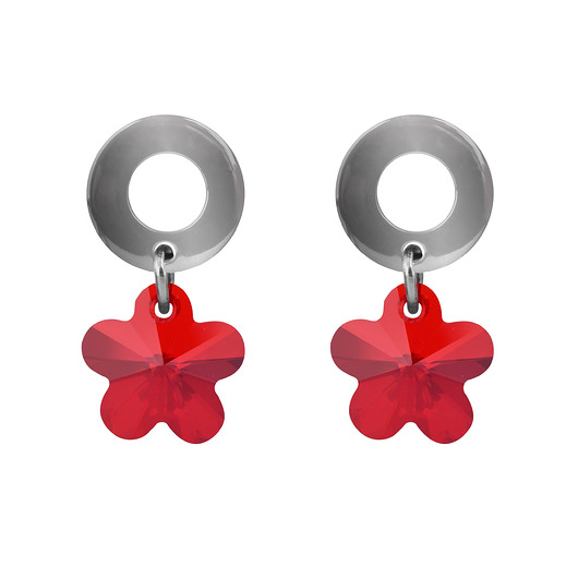 kolczyki swarovski Kryształy Swarovskiego czerwone kwiatki