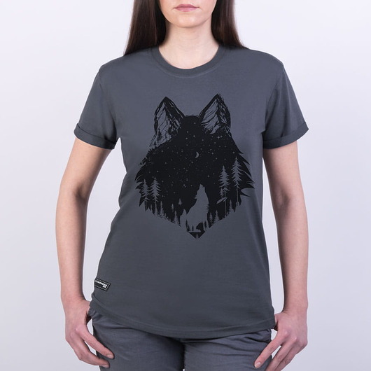 t-shirt damskie Koszulka damska WILK SZARY ciemnoszara