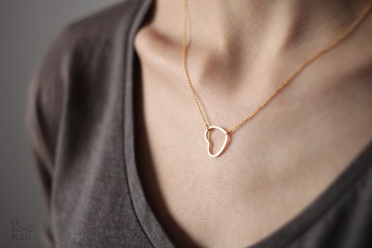 Gold Plated Open Heart Necklace Le Boho Bleu
