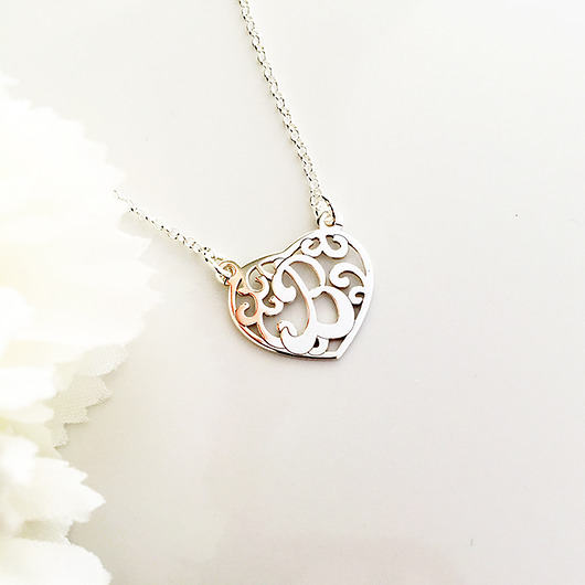 NASZYJNIK z literką B , monogram serce Anemon Atelier