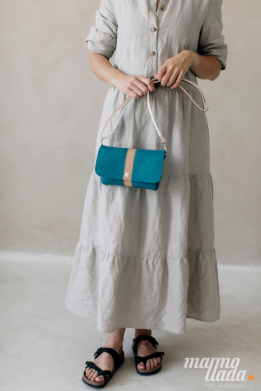 saszetka nerka Marmollada - torebka filcowa nerka TURKUS + b