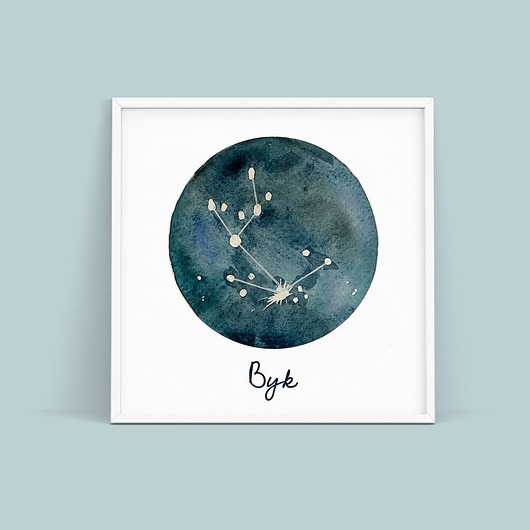 Plakat Znak Zodiaku Byk - kwadratowy trochę na ścianę
