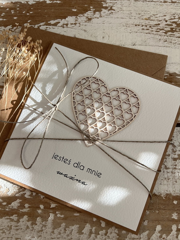 kartki scrapbooking Ręcznie robiona kartka walentynkowa z sercem 4 jesteś dla mnie ważna