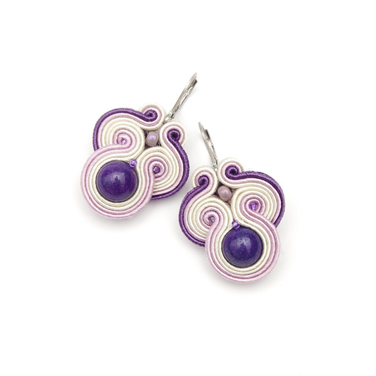 Kolczyki soutache - fioletowe, liliowe maanuela