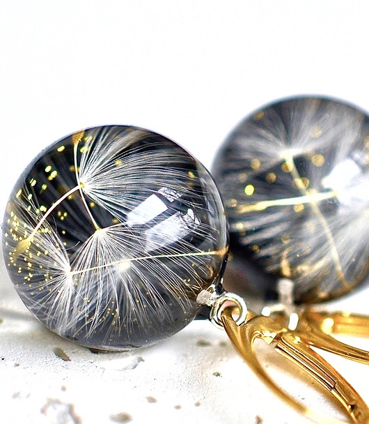 Kolczyki srebrne z nasionami dmuchawca Grol Jewellery