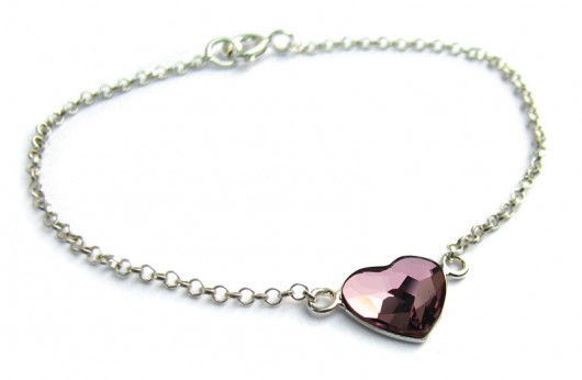 Bransoletka z serduszkiem lila - kryształ Swarovski Marisella