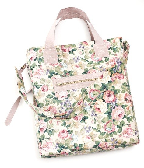 Torba XL full of roses + pink powder leather Zuzia Górska