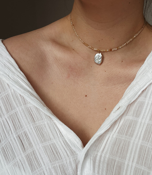 złote naszyjniki Naszyjnik Cytryn z Perłą