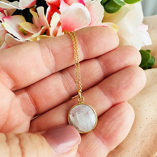 złote naszyjniki NASZYJNIK z  Kamieniem księżycowym biały kamień