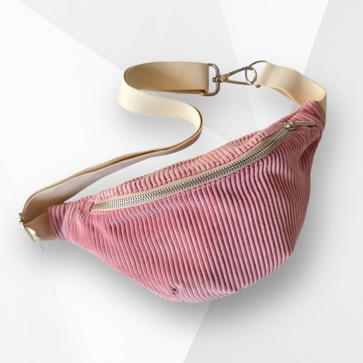 torebki, worki i plecaki dziecięce Nerka saszetka z kieszonką sztruksowa różowa