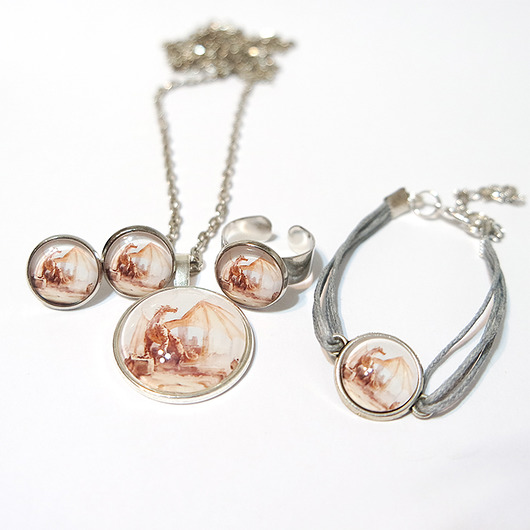 komplet biżuterii Komplet - smok