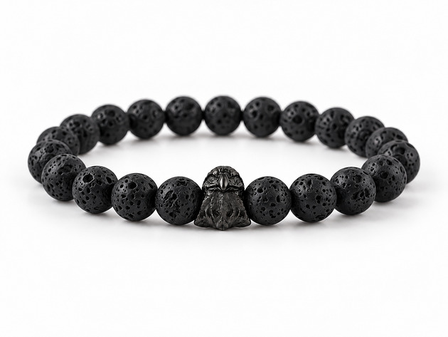 biżuteria męska Bransoletka męska BLACK BIRD -lawa wulkaniczna