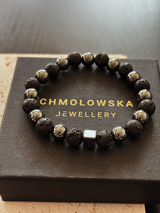 biżuteria męska Bransoletka męska Lawa i Hematyt