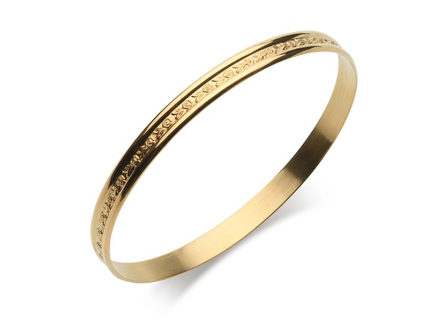 bransoletki złote Bransoletka srebrna , pozłacana, koło z wzorem do medytacji  - styl Vintage