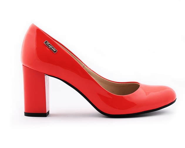 czółenka damskie SKÓRZANE CZÓŁENKA ZAPATO 042  KORAL LAKIER