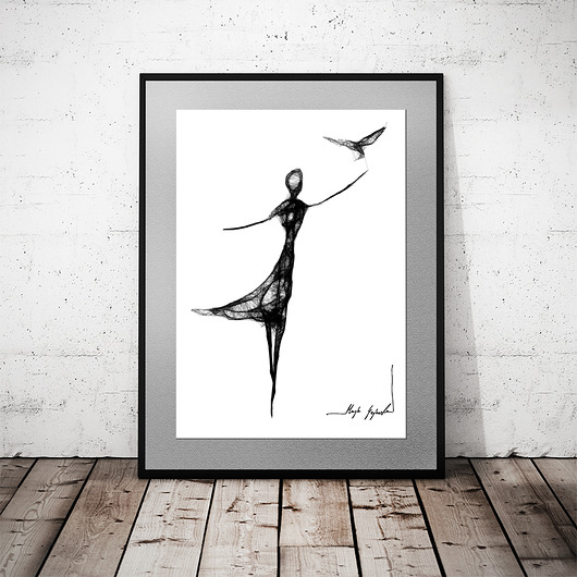 Grafika autorska 136 - z serii "minimal people" Maja Gajewska
