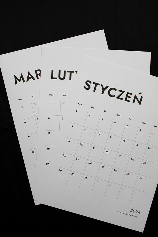 kalendarze i plannery Karty kalendarza 2024 A3 PL - zestaw